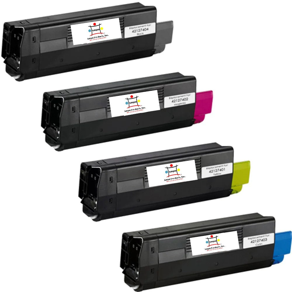 Compatible Toner Cartridge Replacement For OKIDATA 42127401, 42127402, 42127403, 42127404 (High Yield Black, Cyan, Yellow, Magenta) 5K YLD (4-Pack)