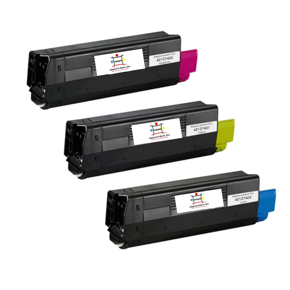 Compatible Toner Cartridge Replacement For OKIDATA 42127402, 42127403, 42127401 (High Yield Cyan, Yellow, Magenta) 5K YLD (3-Pack)