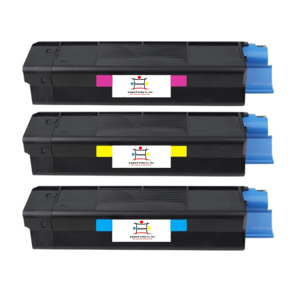 Compatible Toner Cartridge Replacement For OKIDATA 43034803, 43034802, 43034801 (TYPE C6) Cyan, Magenta, Yellow (15K YLD) 3-Pack