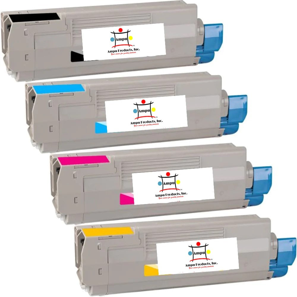 Compatible Toner Cartridge Replacement For OKIDATA 43324401, 43324402, 43324403, 43324404 (TYPE C8) High Yield Black, Cyan, Magenta,Yellow (5K YLD) 4-Pack