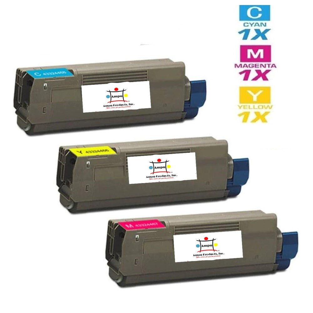 Compatible Toner Cartridge Replacement For OKIDATA 43324466, 43324467, 43324468 (TYPE C8) Cyan, Magenta, Yellow (3-Pack)