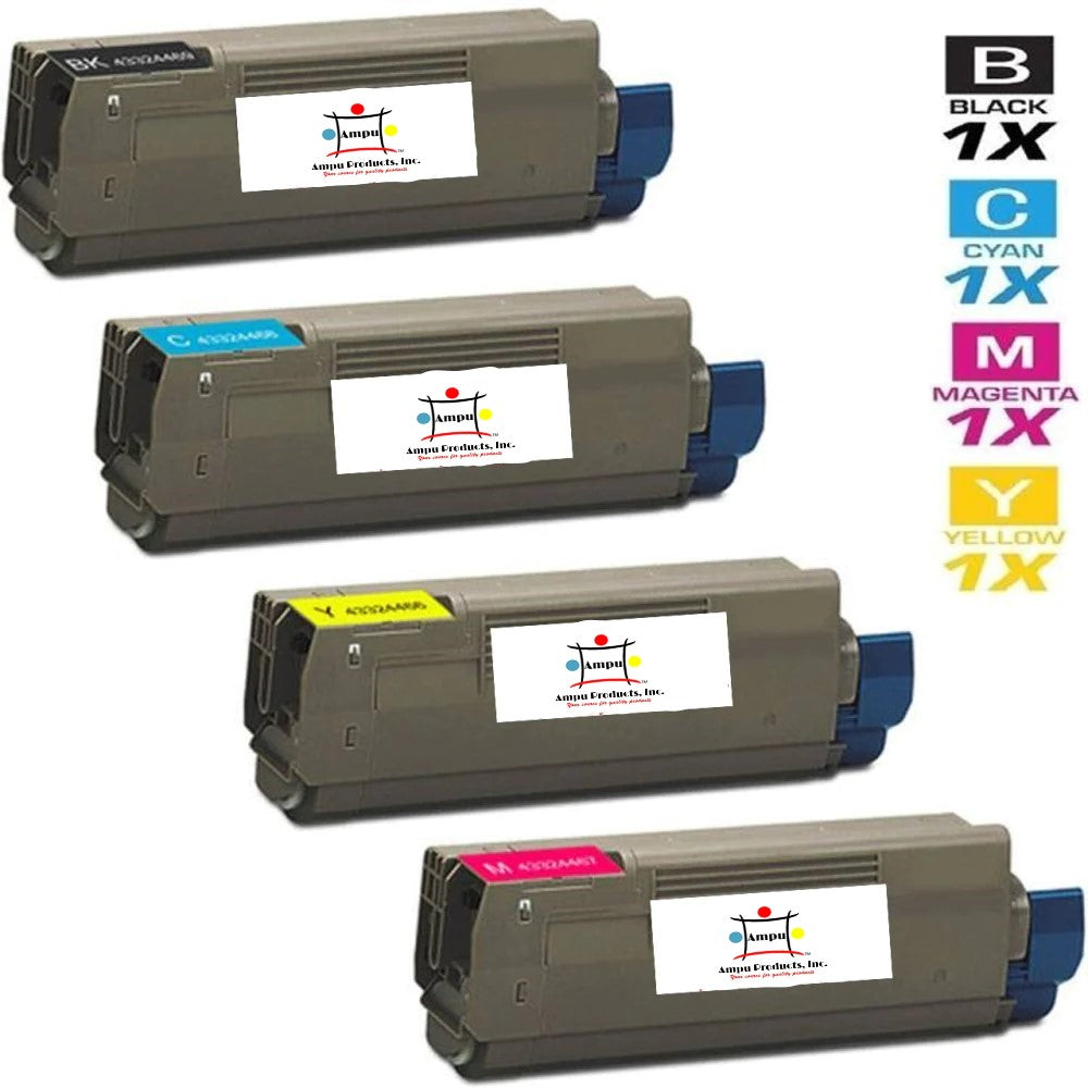Compatible Toner Cartridge Replacement For OKIDATA 43324466, 43324467, 43324468, 43324469 (TYPE C8) Black, Cyan, Magenta, Yellow (4-Pack)
