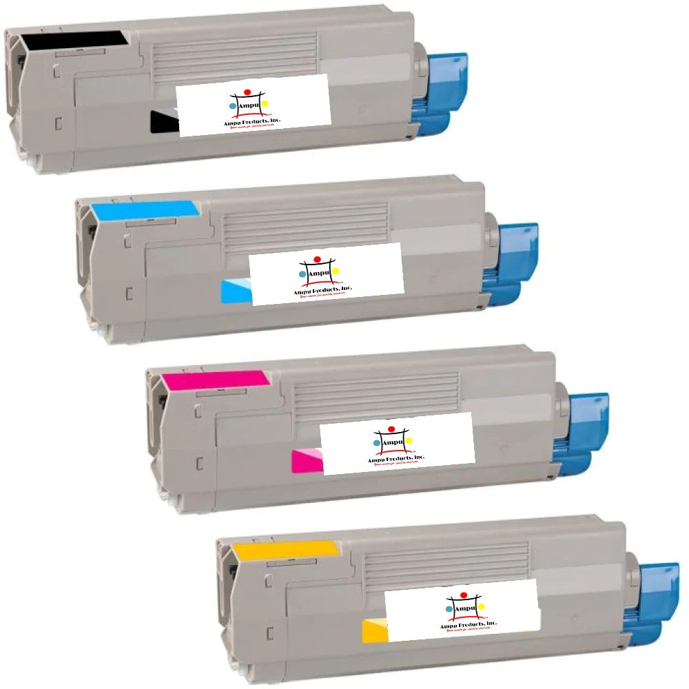 Compatible Toner Cartridge Replacement For OKIDATA 43865719, 43865718, 43865717, 43865720 (Cyan, Magenta, Yellow, Black) 4-Pack