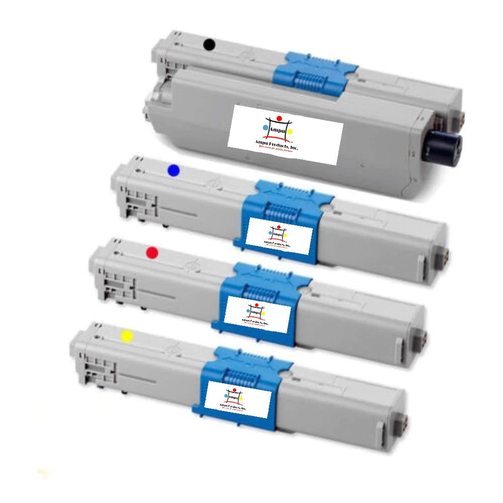 Compatible Toner Cartridge Replacement For OKIDATA 44469701, 44469702, 44469703, 44469801 (Type-C17) Black, Yellow, Cyan, Magenta (4-Pack)