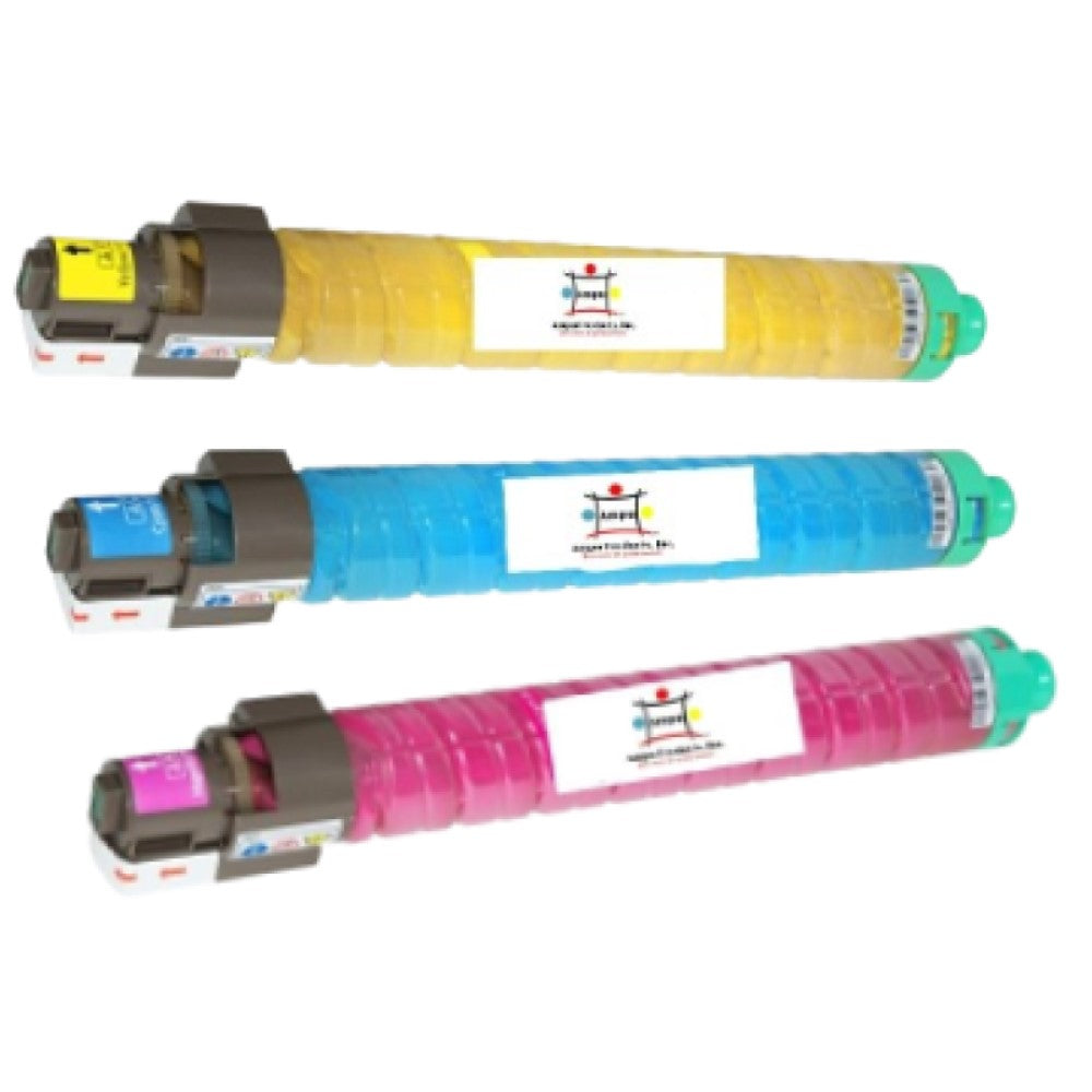Compatible Toner Cartridge Replacement For Gestetner 820008, 820016, 820024 (High Yield Cyan, Yellow, Magenta) 15K YLD (3-Pack)