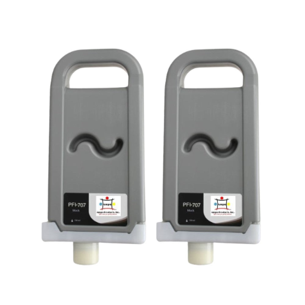 Compatible Ink Cartridge Replacement For CANON 9821B001 (PFI-707BK) Black (700ML) 2-Pack