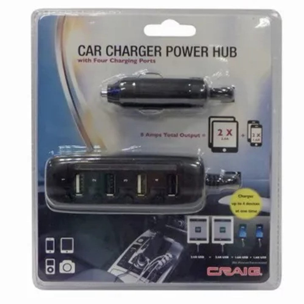 EN842 Craig 4 Port USB Device Charging Car Power Hub