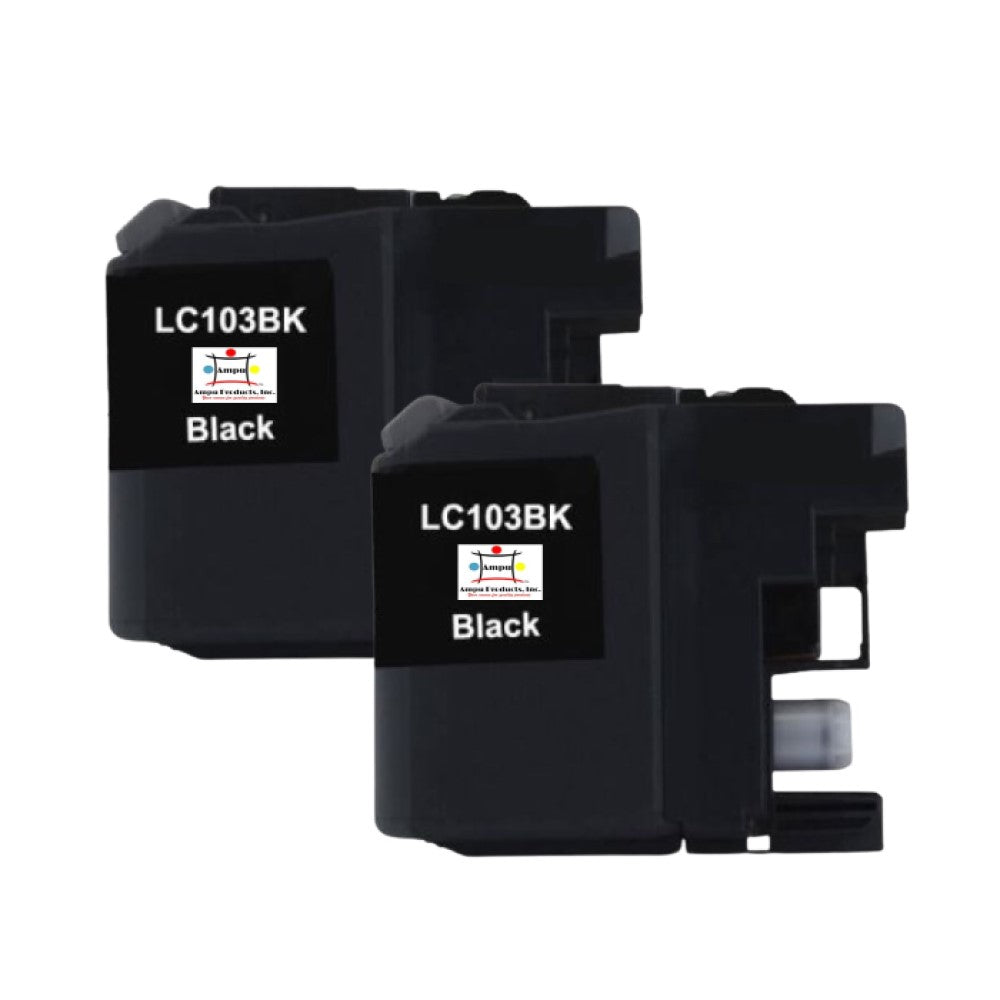 Compatible Toner Cartridge Replacement For Brother LC103BK (LC-103BK) Black (600 YLD) 2-Pack