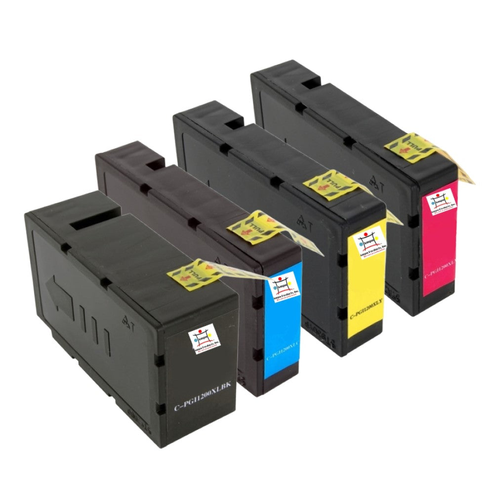 Compatible Ink Cartridge Replacement For CANON 9196B001, 9198B001, 9197B001, 9183B001 (PGI-1200XL) Cyan, Magenta, Yellow, Black (900 YLD) 4-Pack