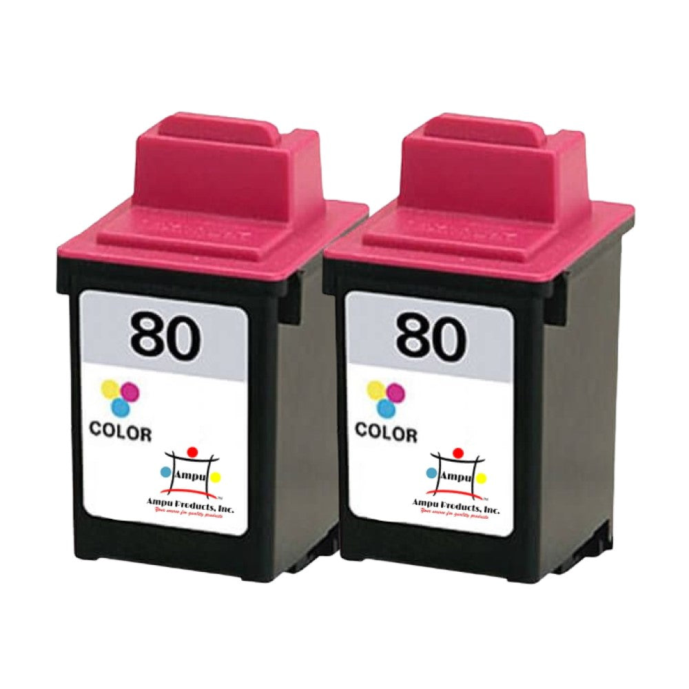 Compatible Ink Cartridge Replacement For Lexmark 12A1980 (80, Tri-Color) 21ML (2-Pack)