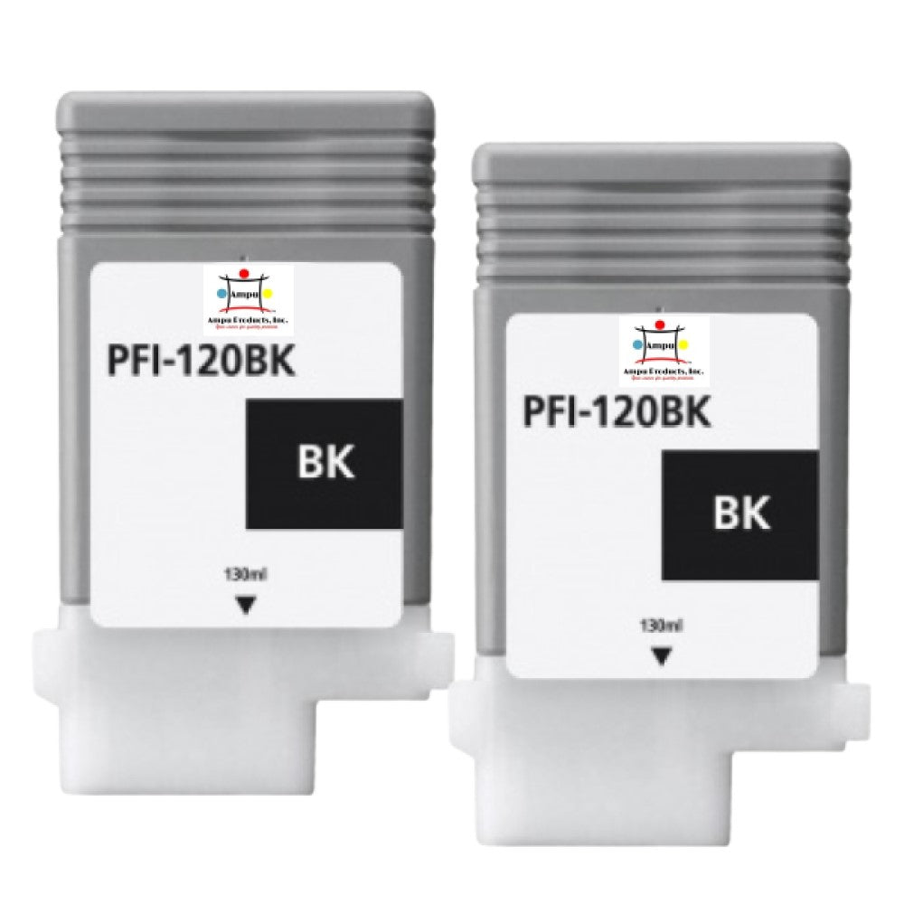 Compatible Ink Cartridge Replacement For CANON 2885C001 (PFI-120BK) Black (130 ML) 2-Pack