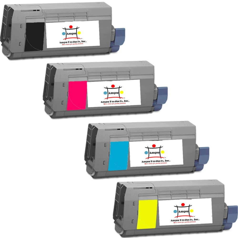 Compatible Toner Cartridge Replacement For OKIDATA 43866101, 43866102, 43866103, 43866104 (Black, Cyan, Magenta, Yellow) 11K YLD-Black (11.5K YLD- Colors) 4-Pack