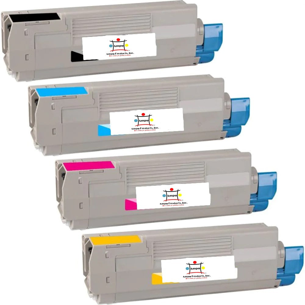 Compatible Toner Cartridge Replacement For OKIDATA 44315304, 44315303, 44315302, 44315301 ( Black, Cyan, Magenta, Yellow) 8K YLD (4-Pack)