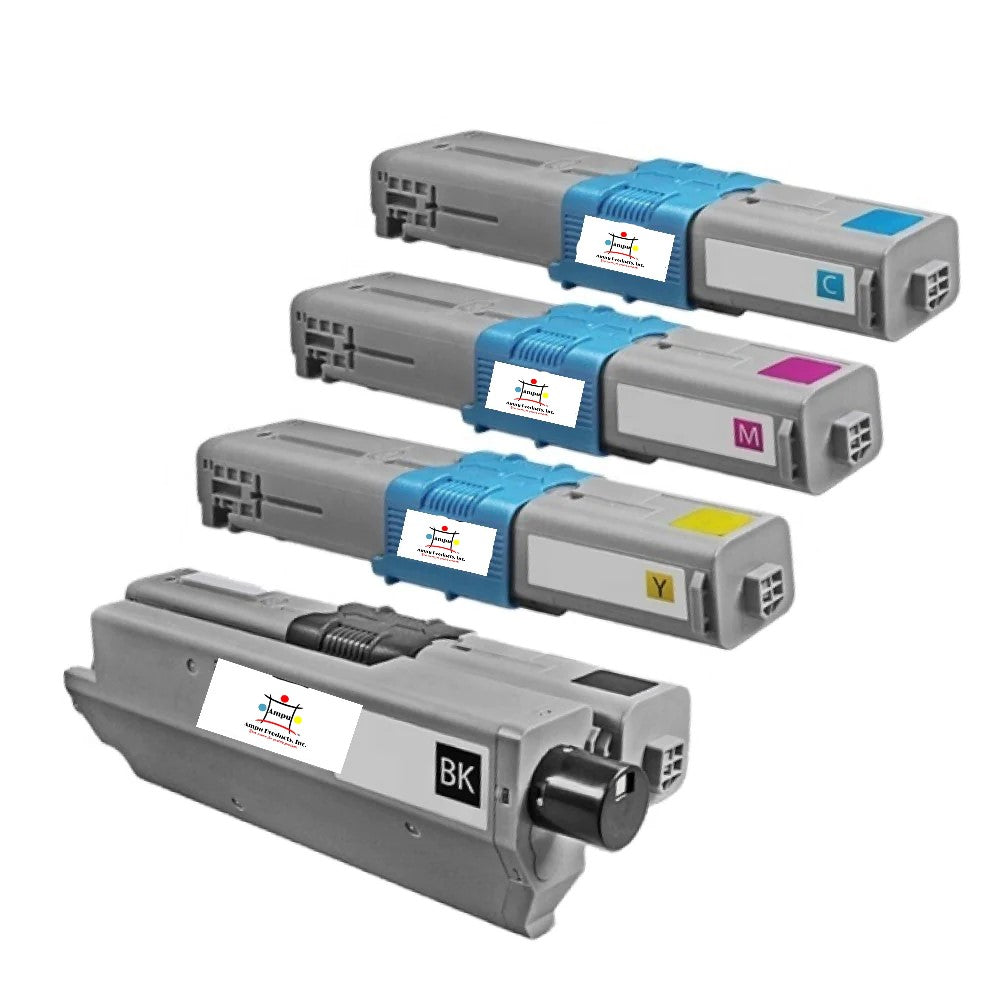 Compatible Toner Cartridge Replacement For OKIDATA 46508701, 46508702, 46508703, 46508704 ( Black, Cyan, Magenta, Yellow) 3.5K YLD- Black (3K YLD- Colors) 4-Pack