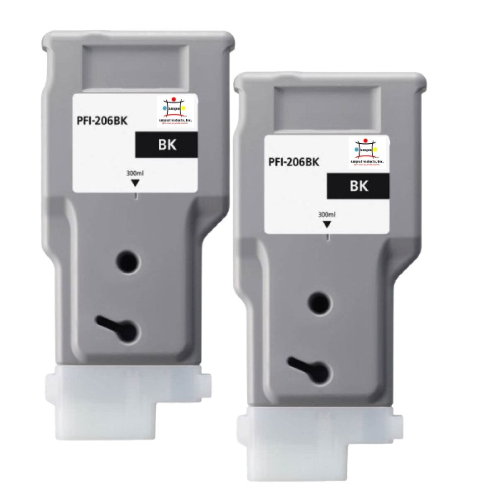Compatible Ink Cartridge Replacement For CANON 5303B001 (PFI-206BK) Black (330 ML) 2-Pack