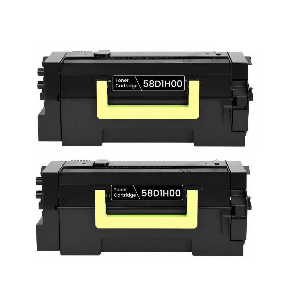 Compatible Toner Cartridge Replacement for Lexmark 58D1H00 High Yield Black (15K YLD) 2 Pack