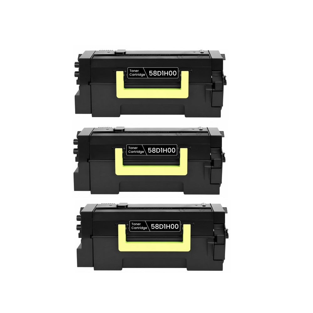 Compatible Toner Cartridge Replacement for Lexmark 58D1H00 High Yield Black (15K YLD) 3 Pack