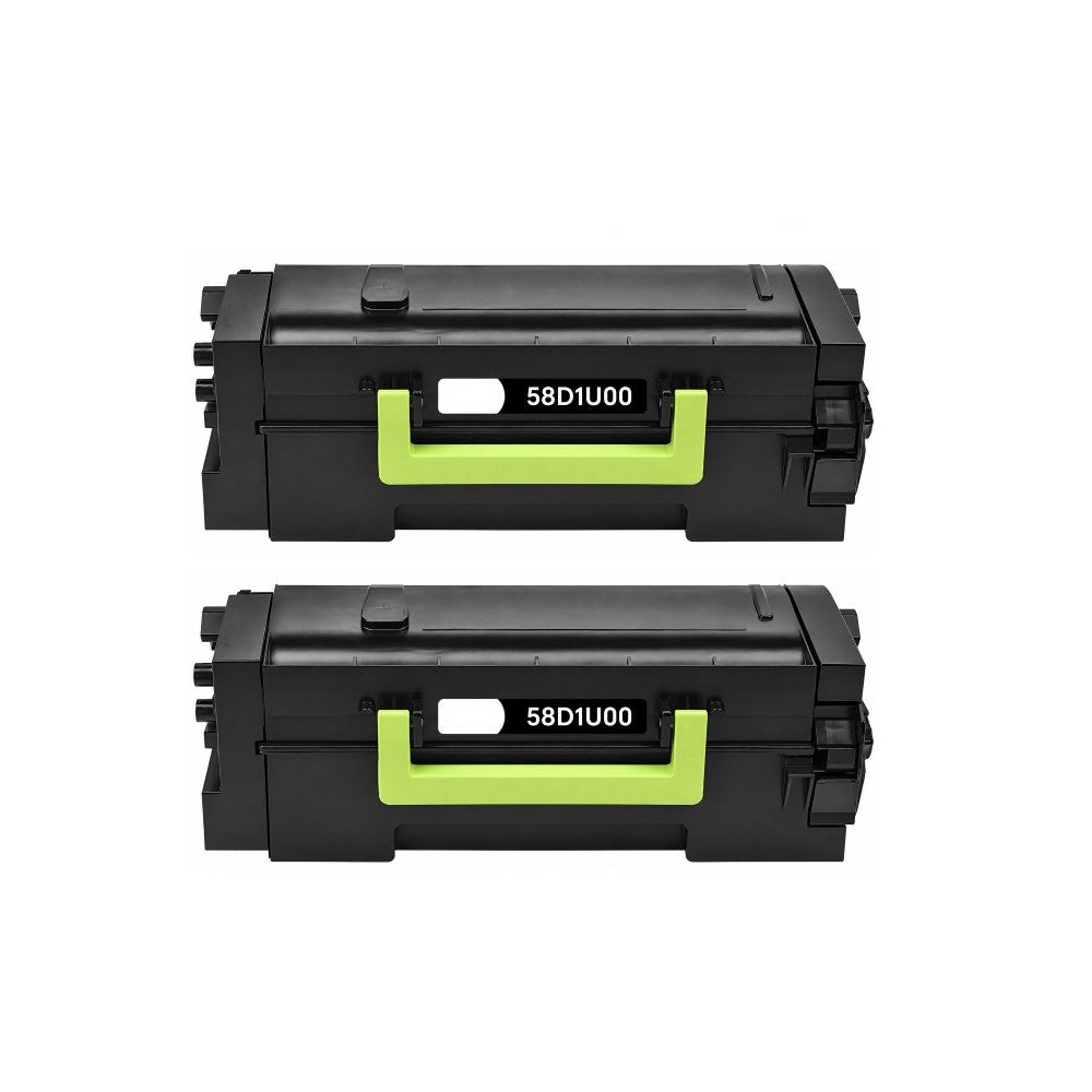 Compatible Toner Cartridge Replacement for Lexmark 58D1U00 Ultra High Yield Black (55K YLD) 2 Pack
