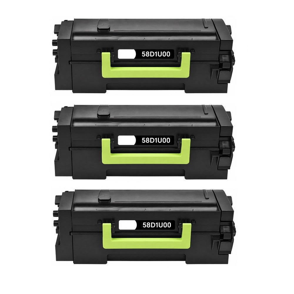 Compatible Toner Cartridge Replacement for Lexmark 58D1U00 Ultra High Yield Black (55K YLD) 3 Pack
