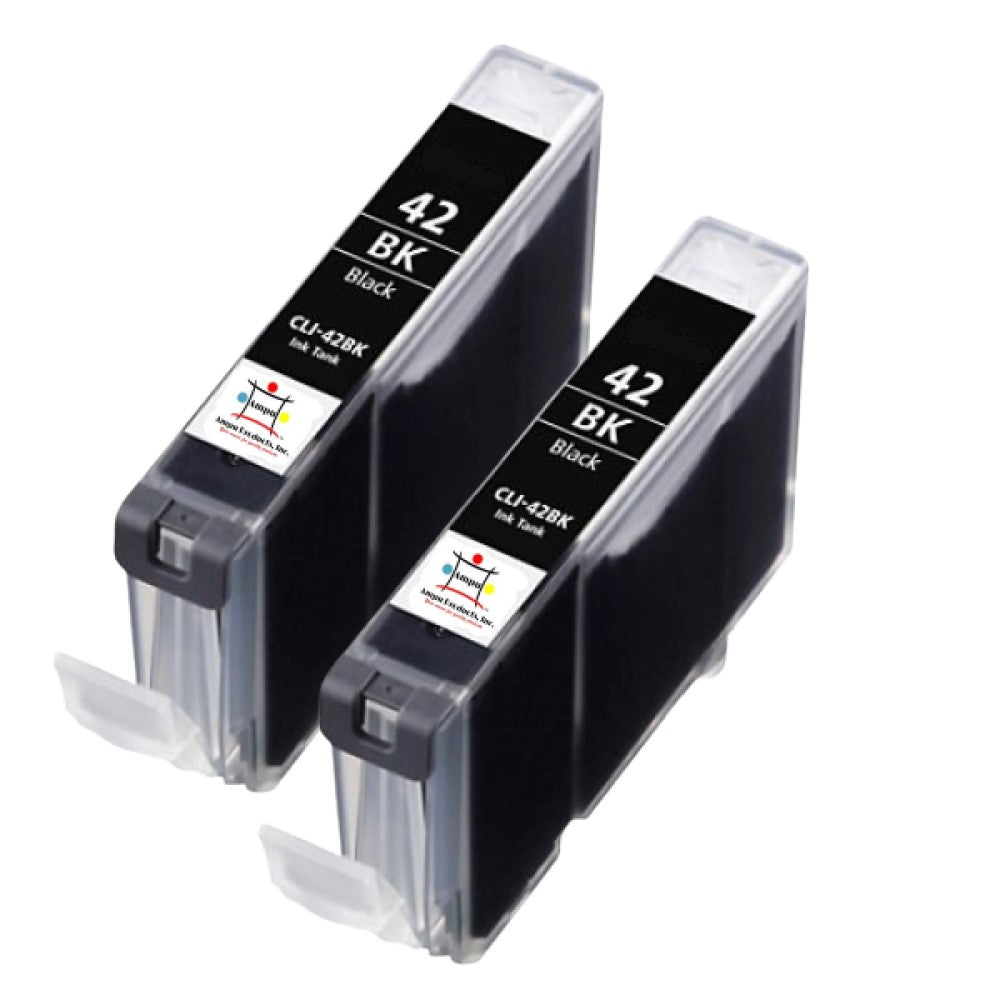 Compatible Ink Cartridge Replacement For CANON 6384B002 (CLI-42BK, CLI42BK) Black (900 YLD) 2-Pack