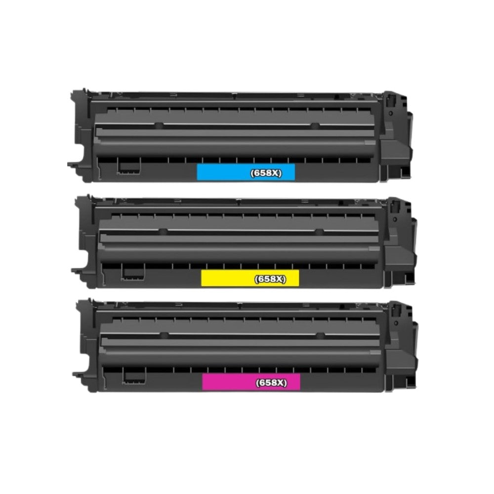 Compatible High Yield Cyan, Yellow,  Magenta Toner Cartridge Replacement for HP W2001X, W2002X, W2003X (658X) Compatible (3 Pack)