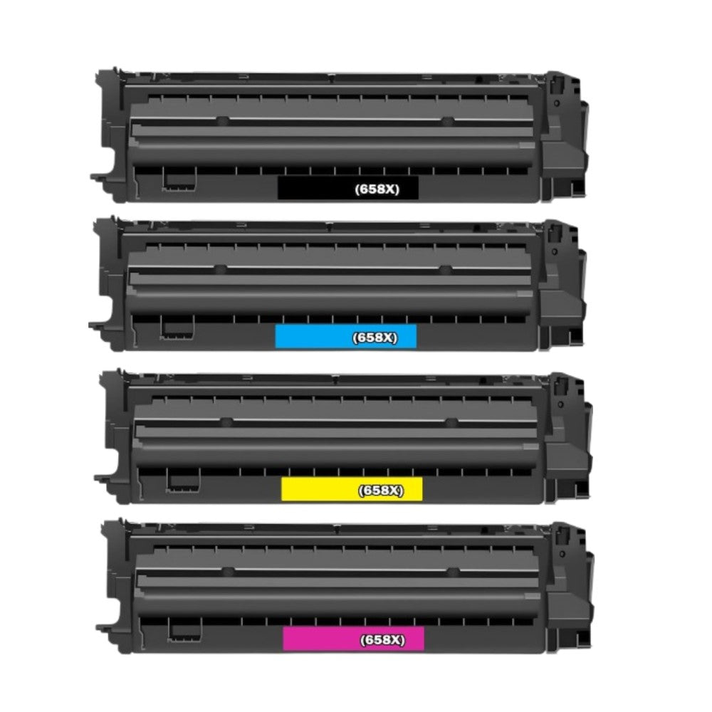 Compatible High Yield Black, Cyan, Yellow,  Magenta Toner Cartridge Replacement for HP W2000X, W2001X, W2002X, W2003X (658X) Compatible (4 Pack)
