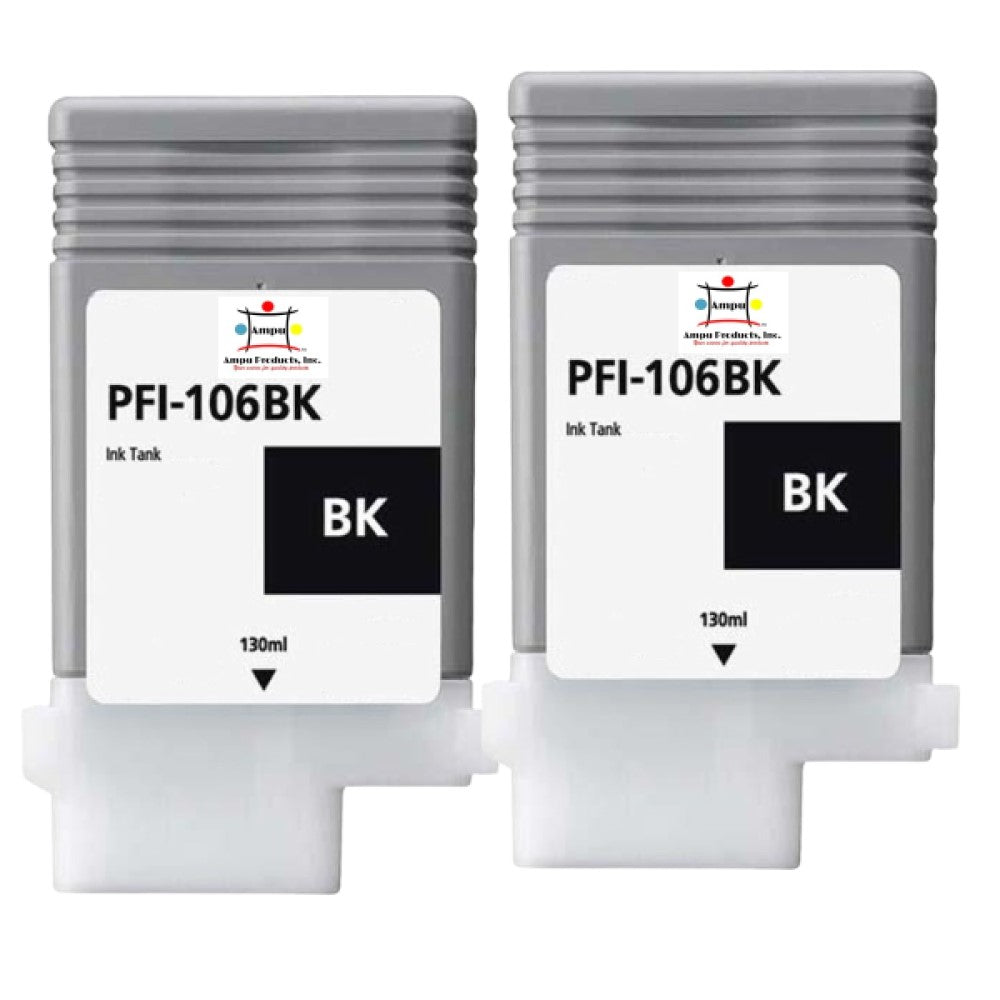 Compatible Ink Cartridge Replacement For CANON 6621B001 (PFI-106BK) Black (130 ML) 2-Pack