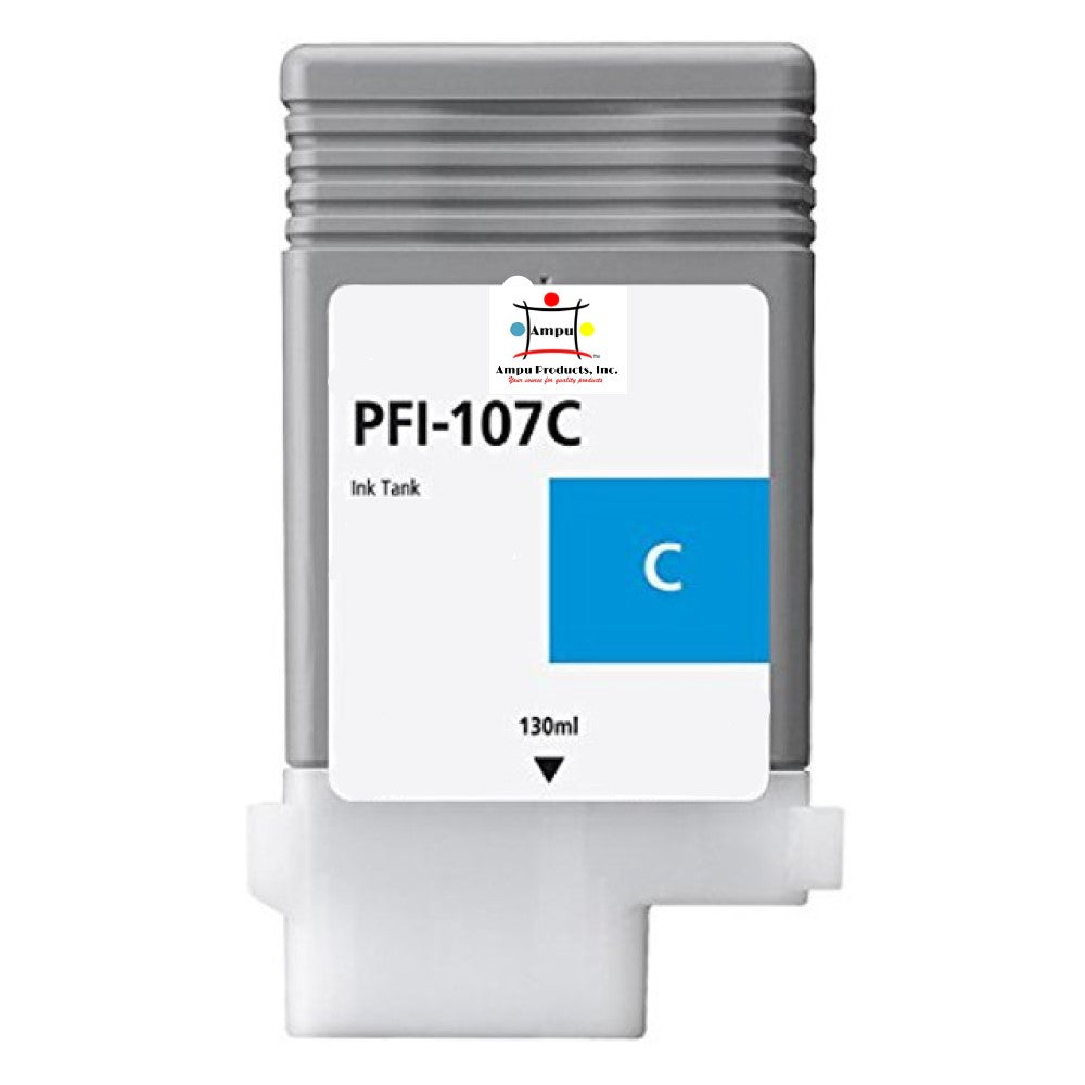Compatible Ink Cartridge Replacement For CANON 6706B001 (PFI-107C) Cyan (130 ML)
