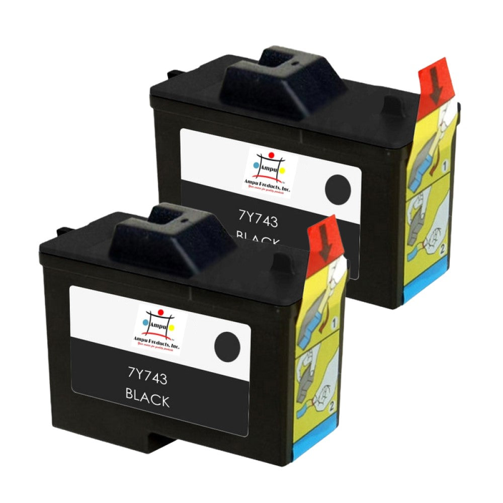 Compatible Ink Cartridge Replacement For DELL 7Y743 (Black) 125 Pages (2-Pack)