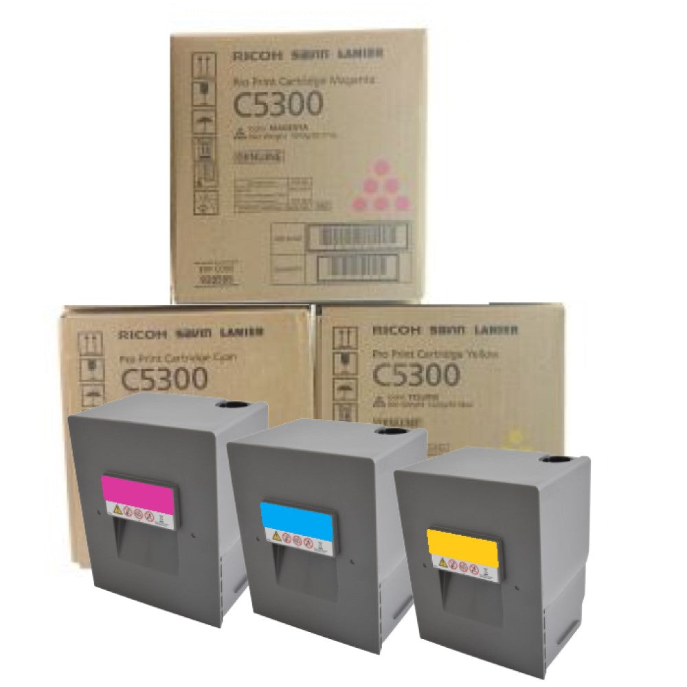 Ricoh 828598, 828599, 828600 (Cyan, Yellow, Magenta) 26K YLD (3-Pack) Genuine