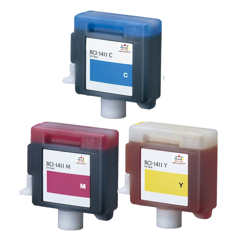 Compatible Ink Cartridge Replacement For CANON 7575A001, 7576A001, 7577A001 (BCI-1411C,M,Y) Cyan, Magenta, Yellow (330 ML) 3-Pack