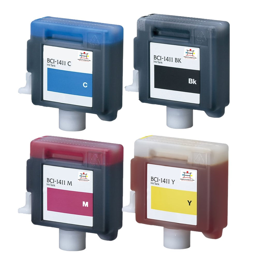 Compatible Ink Cartridge Replacement For CANON 7575A001, 7576A001, 7577A001, 7574A001 (BCI-1411C,M,Y,BK) Cyan, Magenta, Yellow, Black (330 ML) 4-Pack