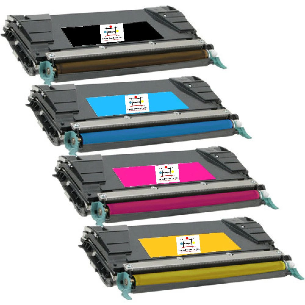 Compatible Toner Cartridge Replacement For LEXMARK C5242KH, C5242CH, C5242YH, C5242MH (High Yield Black, Cyan, Magenta, Yellow) 5K YLD (4-Pack)