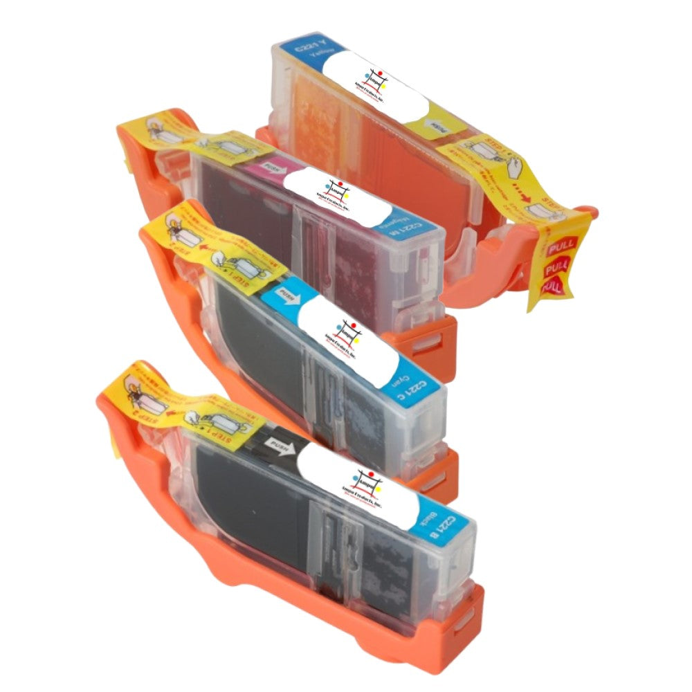 Compatible Ink Cartridge Replacement For CANON 2949B001AA, 2948B001AA, 2947B001AA, 2946B001 (CLI-221Y, C, M, BK) Yellow, Cyan, Magenta, Black (420 YLD) 4-Pack