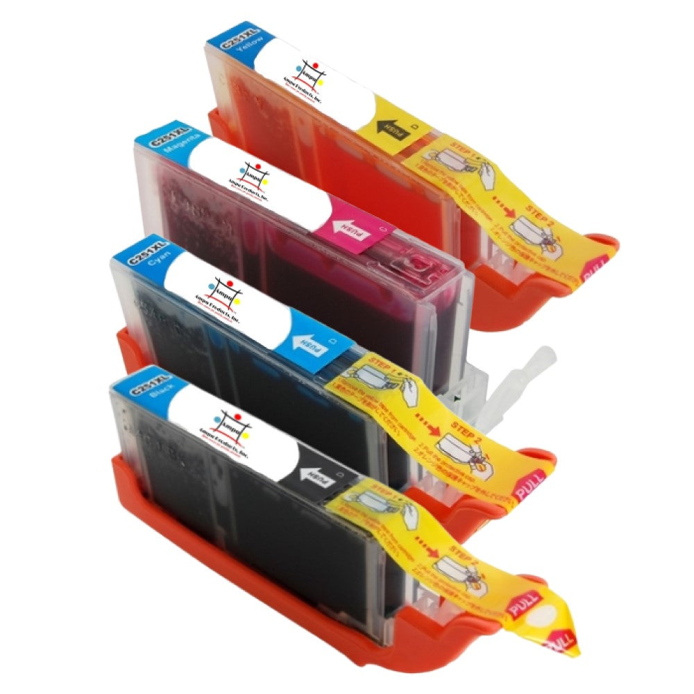 Compatible Ink Cartridge Replacement For CANON 6449B001AA, 6450B001, 6451B001, 6448B001 (CLI-251XLC, M, Y, BK) Cyan, Magenta, Yellow, Black (660 YLD) 4-Pack
