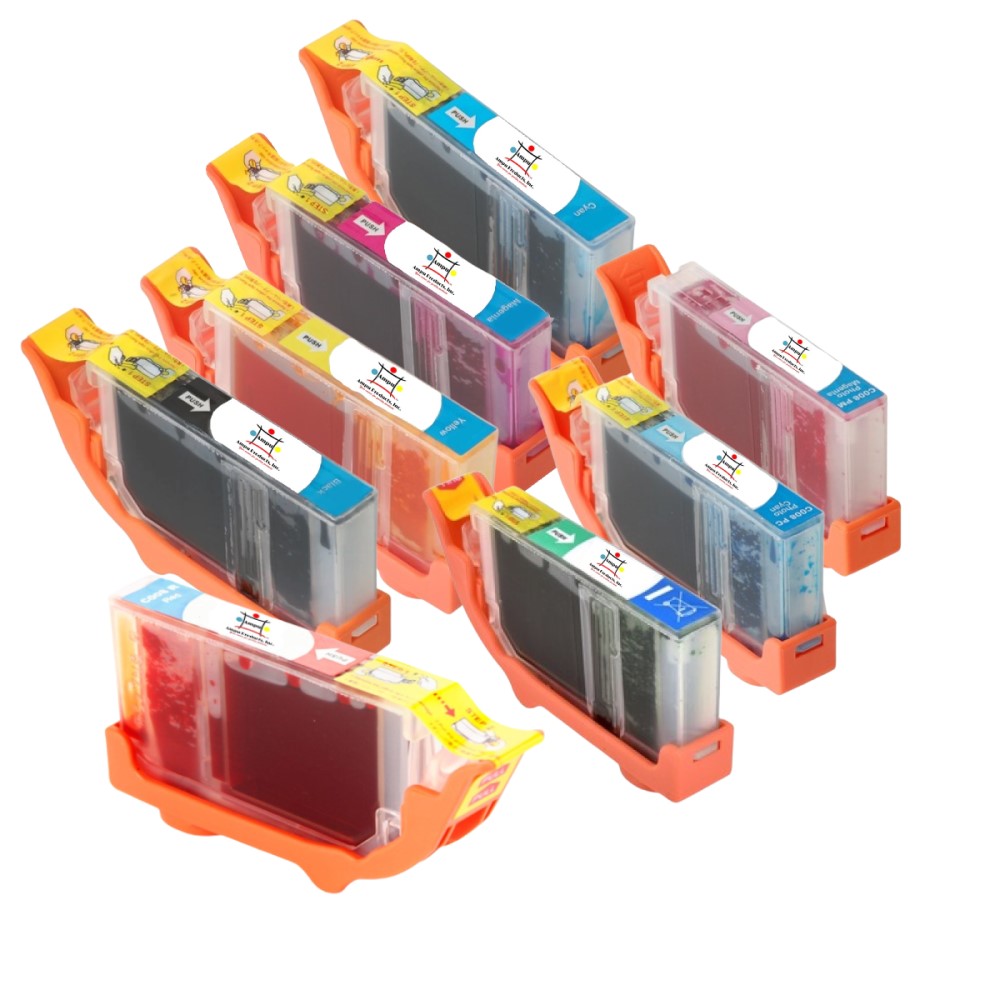 Compatible Ink Cartridge Replacement For CANON 0621B002, 0622B002, 0623B002, 0620B002, 0625B002, 0624B002, 0627B002, 0626B002 (CLI-8C, Y, M, BK, R, G, PC, PM) Cyan, Yellow, Magenta, Black, Red, Green, Photo Cyan, Photo Magenta (12ML) 8-Pack