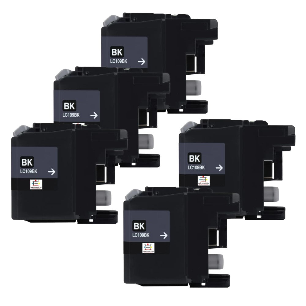 Compatible Toner Cartridge Replacement For Brother LC109BK (LC-109BK) Black (2.4K YLD) 5-Pack