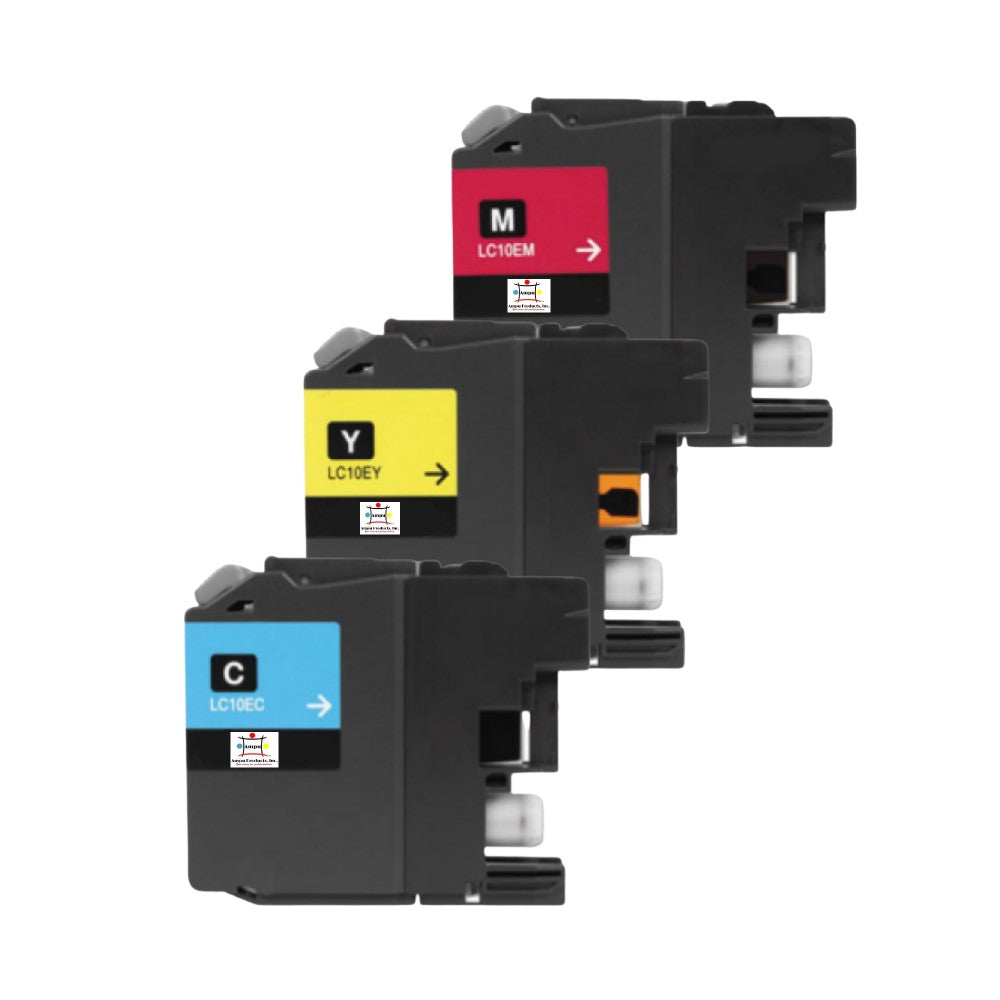 Compatible Ink Cartridge Replacement For BROTHER LC10EC, LC10EM, LC10EY (LC-10EY, LC-10EC, LC-10EM) Magenta, Cyan, Yellow (1.2K YLD) 3-Pack