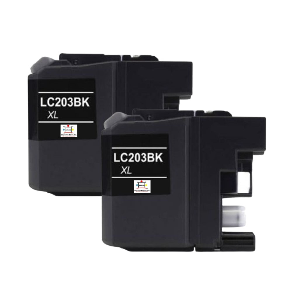 Compatible Ink Cartridge Replacement For BROTHER LC203BK (LC-203BK XL) Black (550 YLD) 2-Pack
