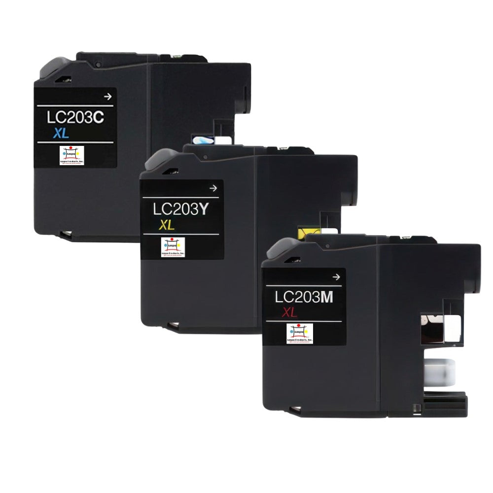 Compatible Ink Cartridge Replacement For BROTHER LC203M, LC203C, LC203Y (LC-203M, LC203Y, LC203C XL) Magenta, Cyan, Yellow (550 YLD) 3-Pack