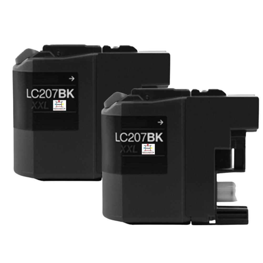 Compatible Ink Cartridge Replacement For BROTHER LC207BK (LC-207BK XXL) Black (1.2K YLD) 2-Pack