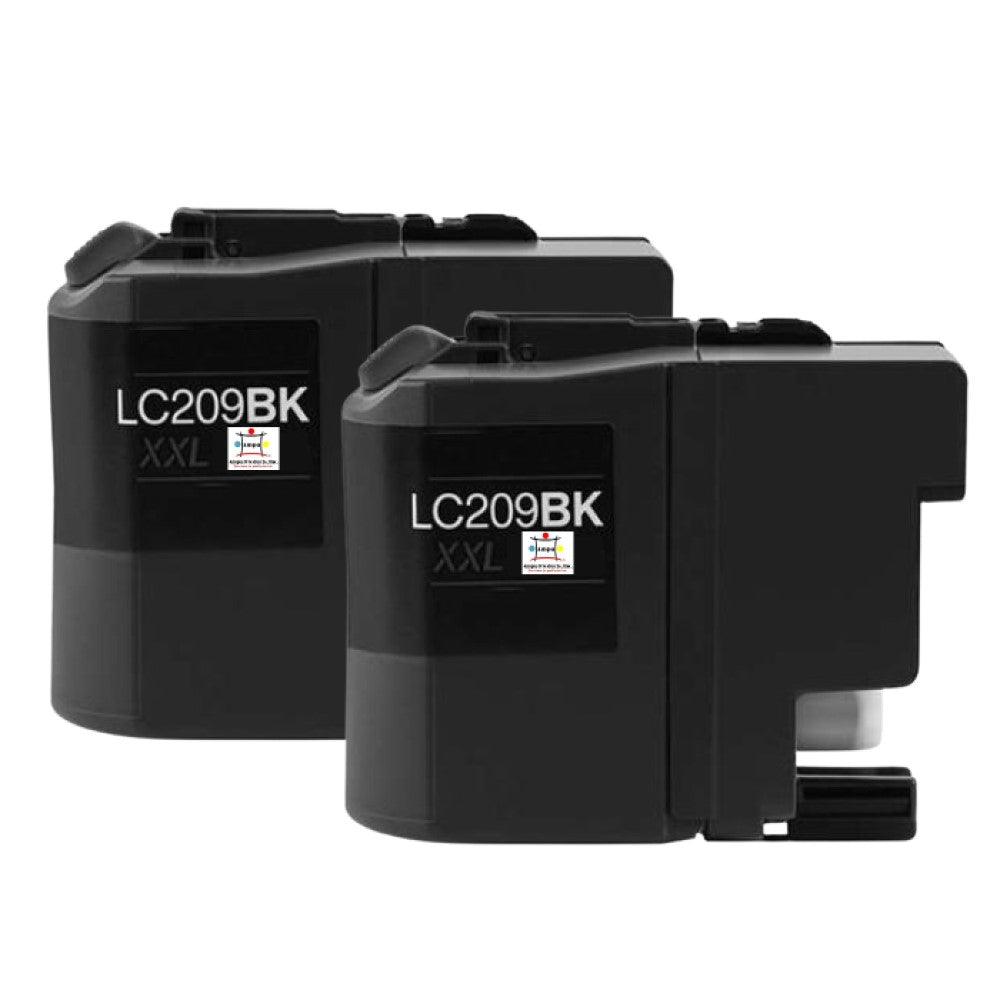 Compatible Ink Cartridge Replacement For BROTHER LC209BK (LC-209BK XXL) Black (2.4K YLD) 2-Pack