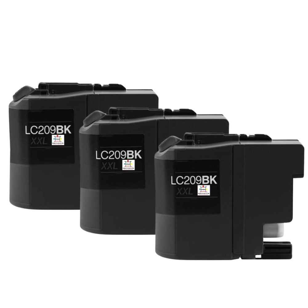 Compatible Ink Cartridge Replacement For BROTHER LC209BK (LC-209BK XXL) Black (2.4K YLD) 3-Pack