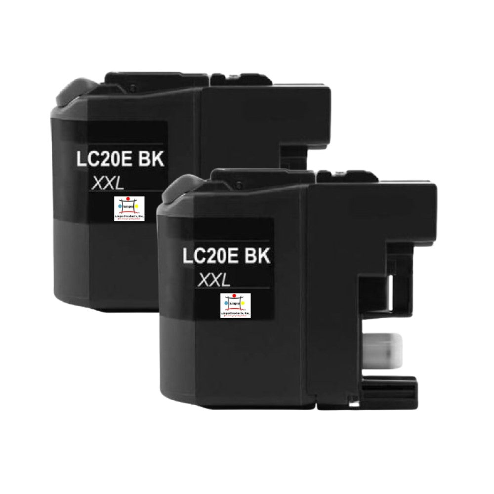 Compatible Ink Cartridge Replacement For BROTHER LC20EBK (LC-20EBK) Black (2.4K YLD) 2-Pack