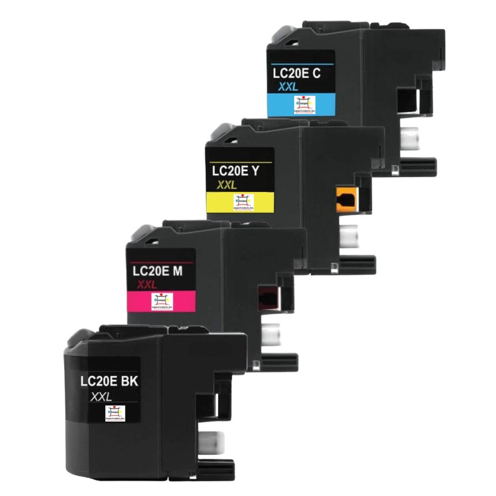 Compatible Ink Cartridge Replacement For BROTHER LC20EBK, LC20EC, LC20EY, LC20EM (LC-20EBK, LC-20EC, LC-20EM, LC-20EY) Black, Cyan, Yellow, Magenta (1.2K YLD) 4-Pack