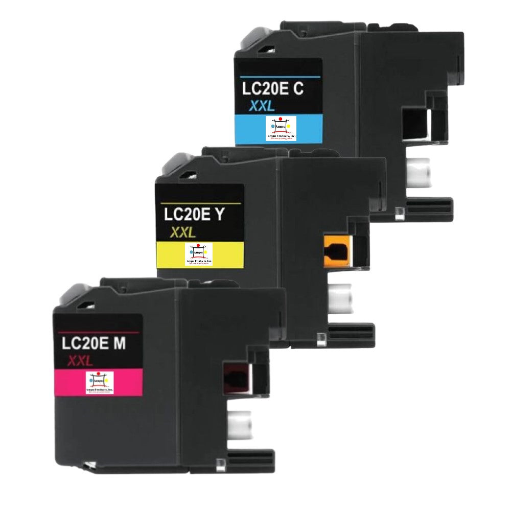 Compatible Ink Cartridge Replacement For BROTHER LC20EC, LC20EY, LC20EM (LC-20EC, LC-20EM, LC-20EY) Cyan, Yellow, Magenta (1.2K YLD) 3-Pack