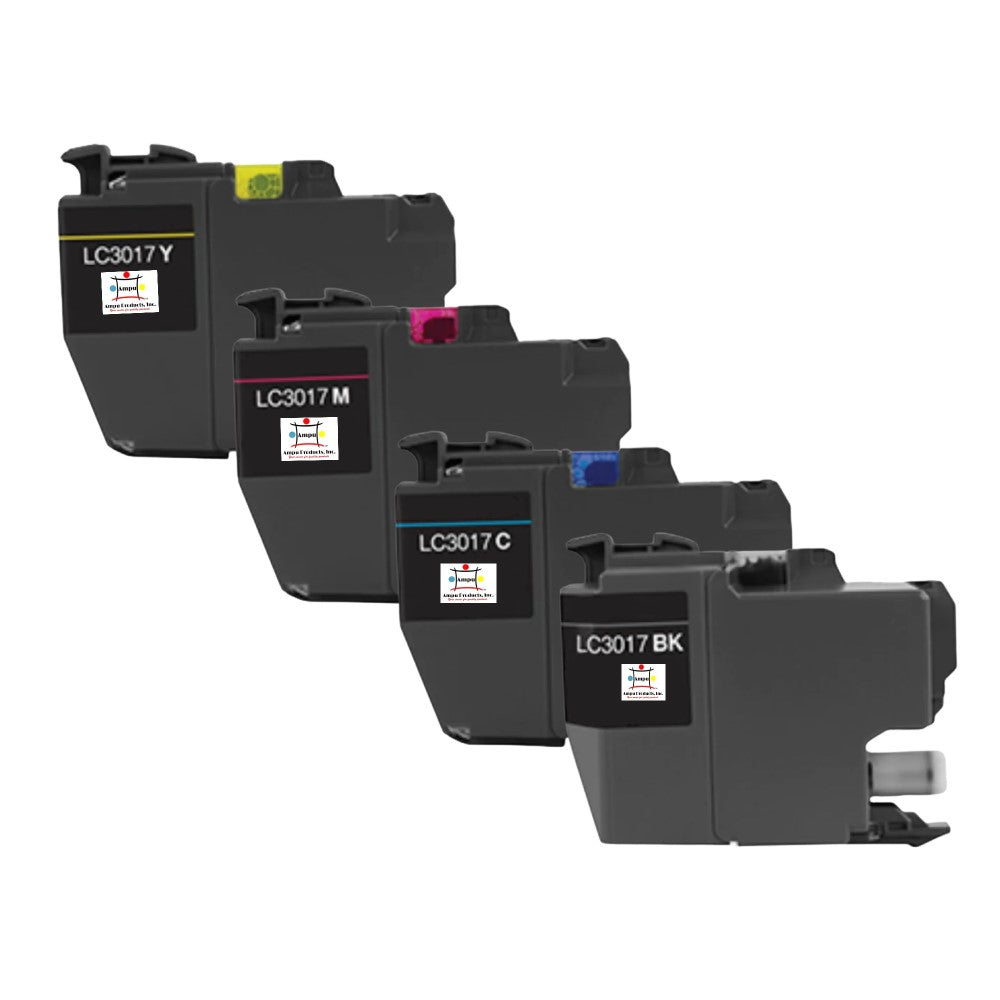 Compatible Ink Cartridge Replacement For BROTHER LC-3017Y, LC-3017C, LC3017M, LC3017BK (LC3017Y, LC3017C, LC3017M, LC3017BK) Yellow, Cyan, Magenta, Black (550 YLD) 4-Pack
