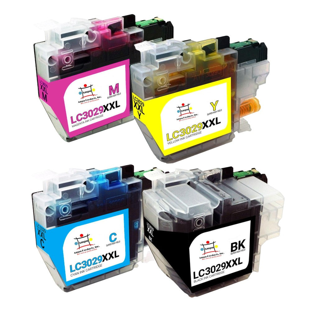 Compatible Ink Cartridge Replacement For BROTHER LC3029BK, LC3029C, LC3029Y, LC3029M (LC-3029BK, LC-3029C, LC-3029M, LC-3029Y XXL) Black, Cyan, Magenta, Yellow (3K YLD) 4-Pack