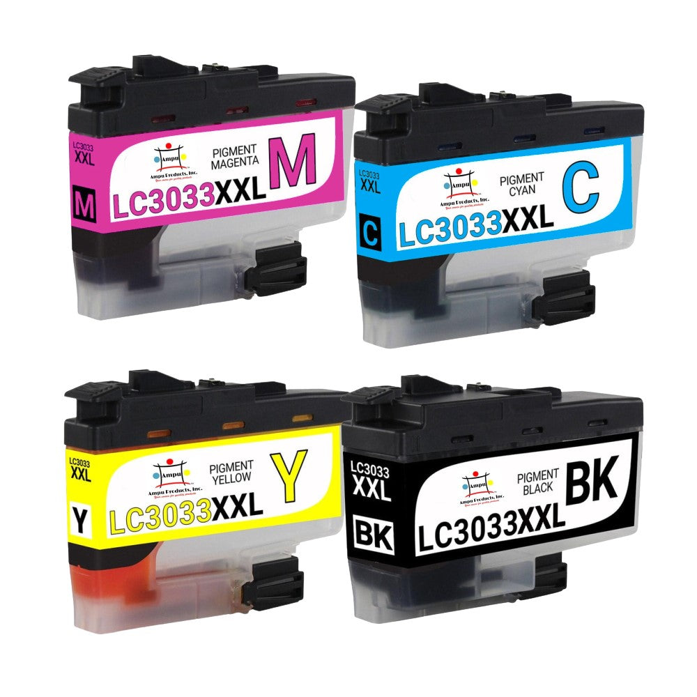 Compatible Ink Cartridge Replacement For BROTHER LC3033BK, LC3033C, LC3033M, LC3033Y (LC-3033BK, LC-3033Y, LC-3033C, LC-3033M XXL) Black, Cyan, Magenta, Yellow (3K YLD) 4-Pack