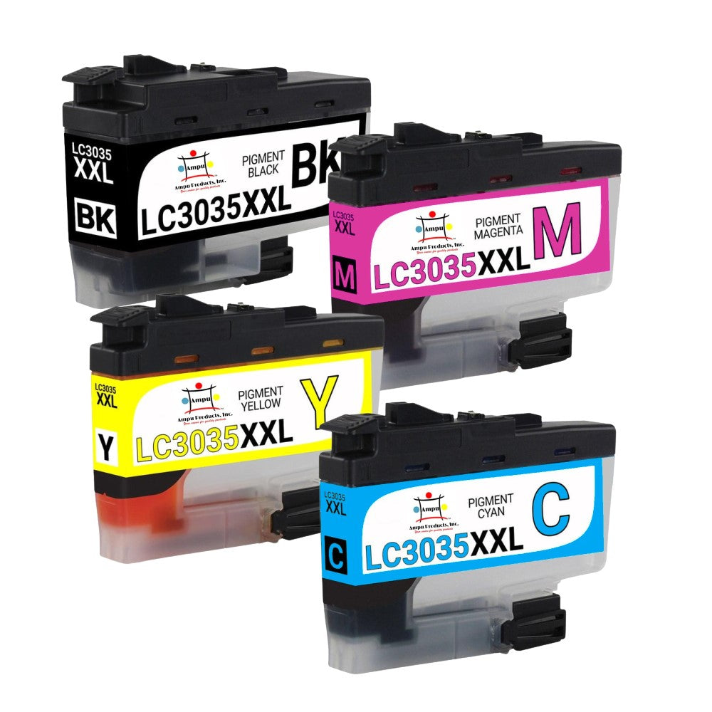 Compatible Ink Cartridge Replacement For BROTHER LC3035C, LC3035M, LC3035Y, LC-3035BK (LC-3035C, LC-3035M, LC-3035Y, LC-3035BK XXL) Black, Cyan, Magenta, Yellow (6K YLD-Black; 5K YLD-Color) 4-Pack
